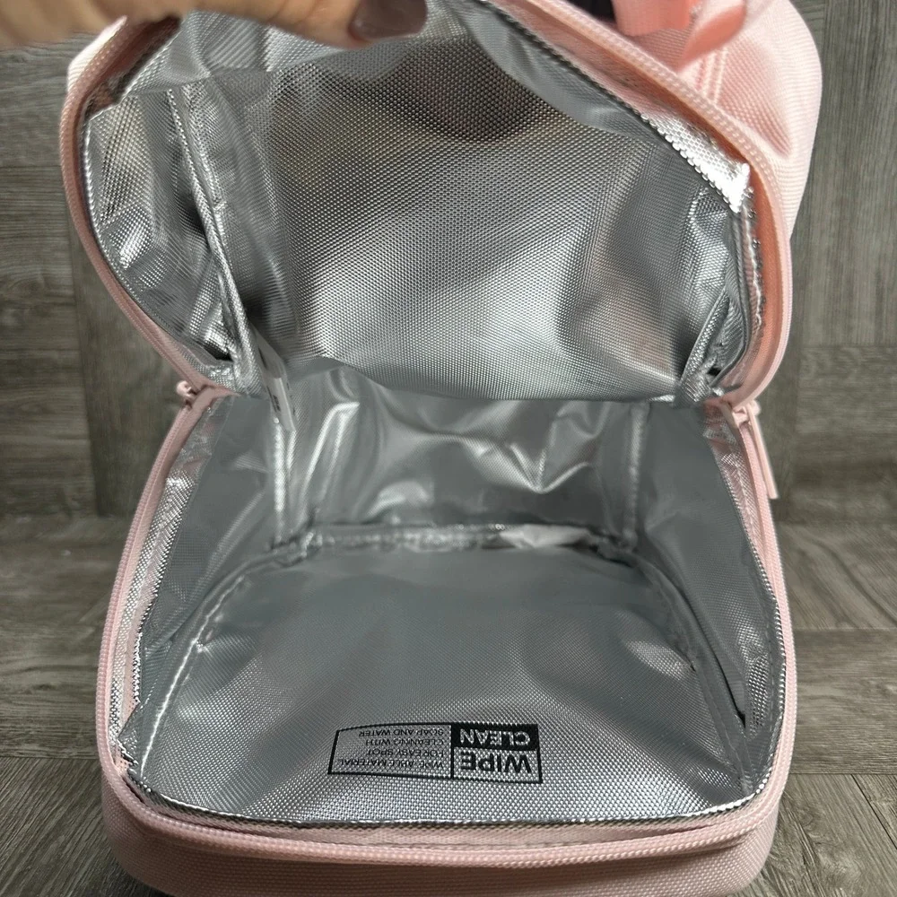 Adidas Lunch Bag OSFA Sandy Pink Insulated Mesh Pocket NEW JL1250
